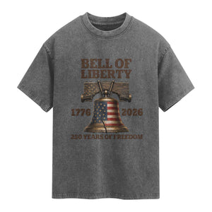 Liberty Bell 250th Anniversary Washed Cotton T-Shirt American Pride Gift