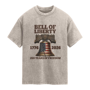 Liberty Bell 250th Anniversary Washed Cotton T-Shirt American Pride Gift
