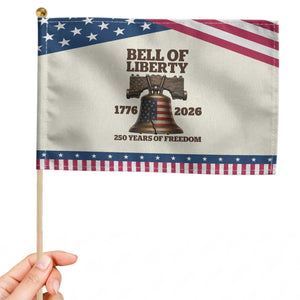 Liberty Bell 250th Anniversary Patriotic Handheld Flag American Pride Gift TS12 Modern 8.2" × 5.5" Beige Blue Print Your Wear