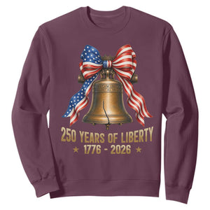 250 Years Of Liberty Sweatshirt American Heritage Bell Graphic TS12 Maroon Print Your Wear