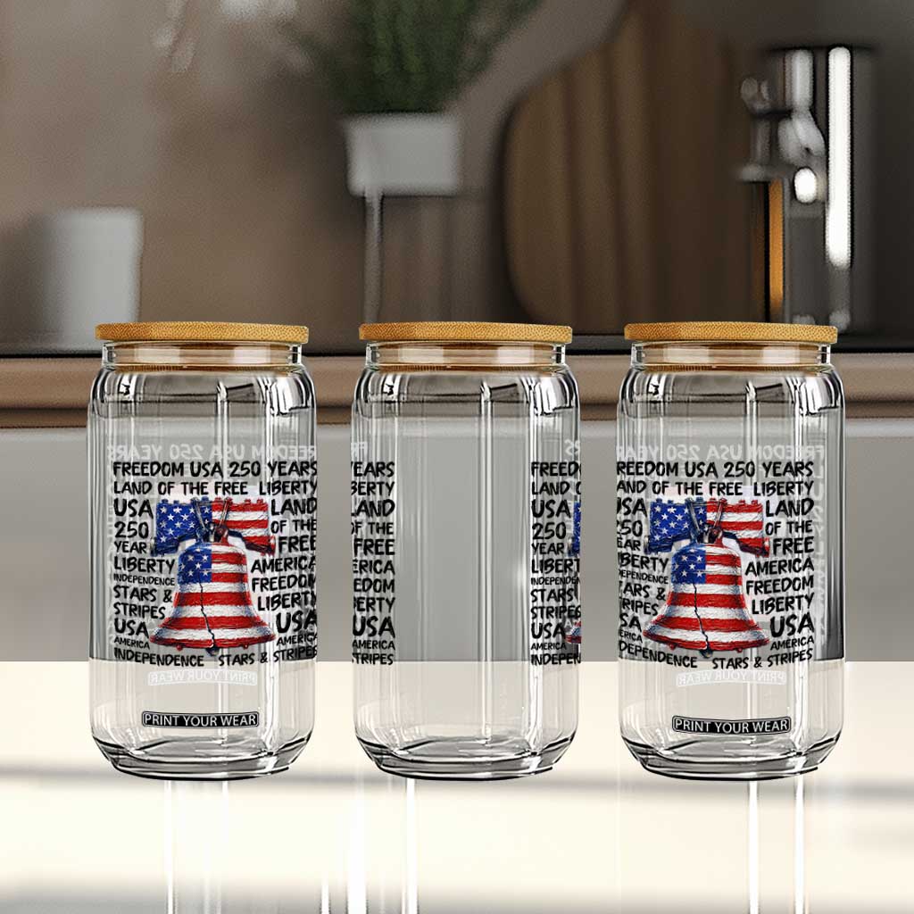 250 Years Of Freedom Glass Can Red White Blue Liberty Bell TS12 Print Your Wear