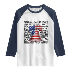250 Years Of Freedom Raglan Shirt Red White Blue Liberty Bell TS12 White Navy Print Your Wear