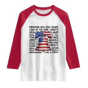 250 Years Of Freedom Raglan Shirt Red White Blue Liberty Bell TS12 White Red Print Your Wear