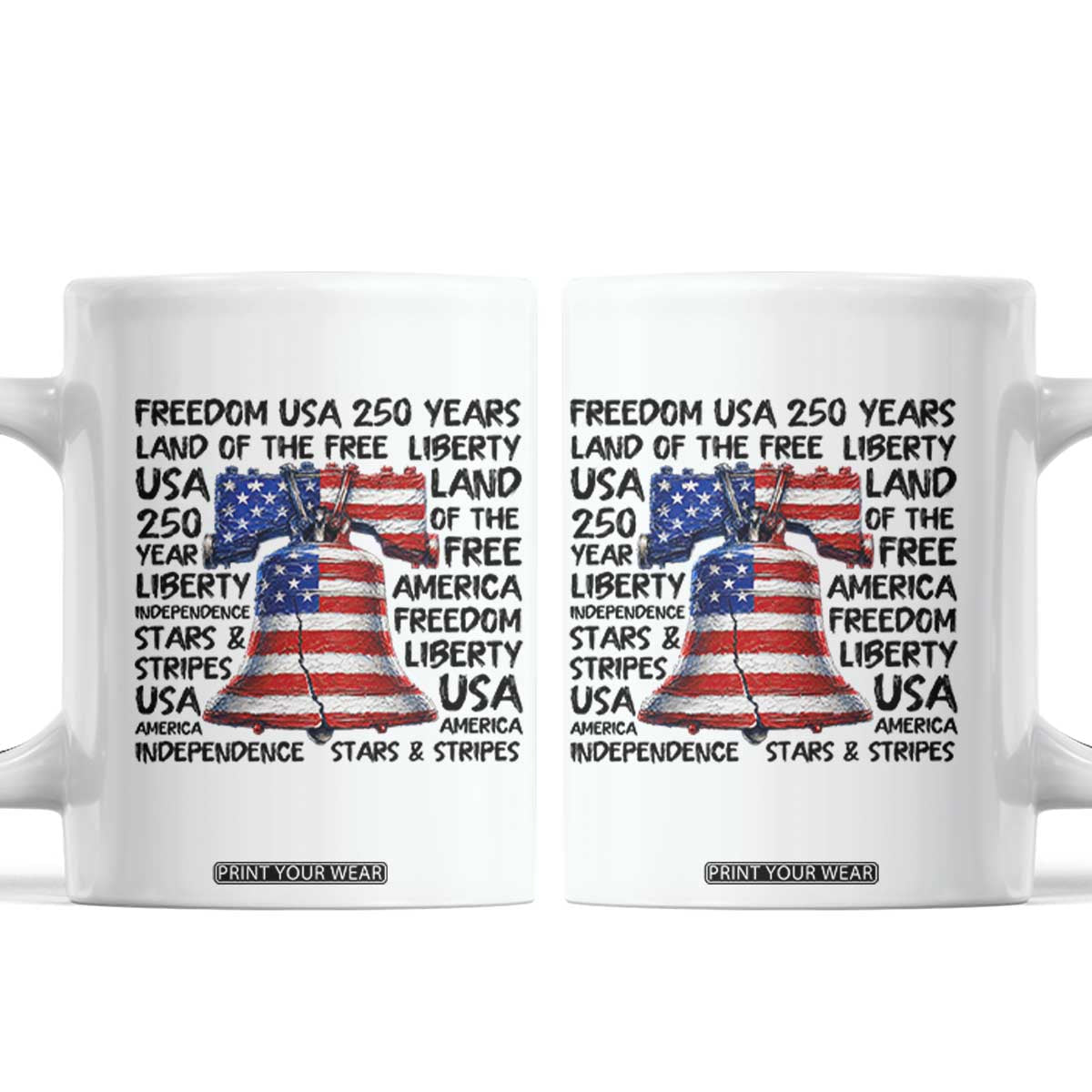 250 Years Of Freedom Coffee Mug Red White Blue Liberty Bell TS12 White Print Your Wear