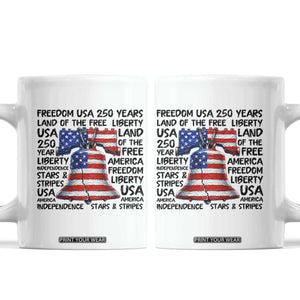 250 Years Of Freedom Coffee Mug Red White Blue Liberty Bell TS12 White Print Your Wear