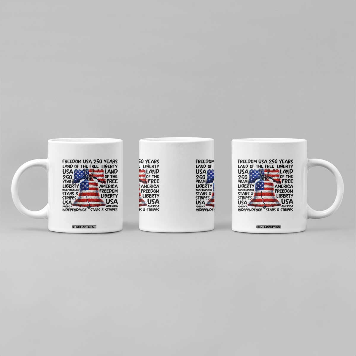 250 Years Of Freedom Coffee Mug Red White Blue Liberty Bell TS12 Print Your Wear