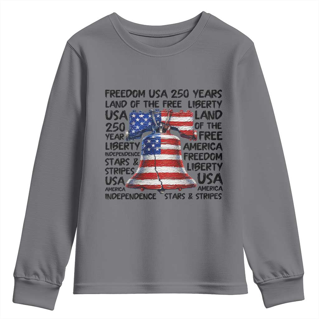 250 Years Of Freedom Youth Sweatshirt Red White Blue Liberty Bell TS12 Charcoal Print Your Wear