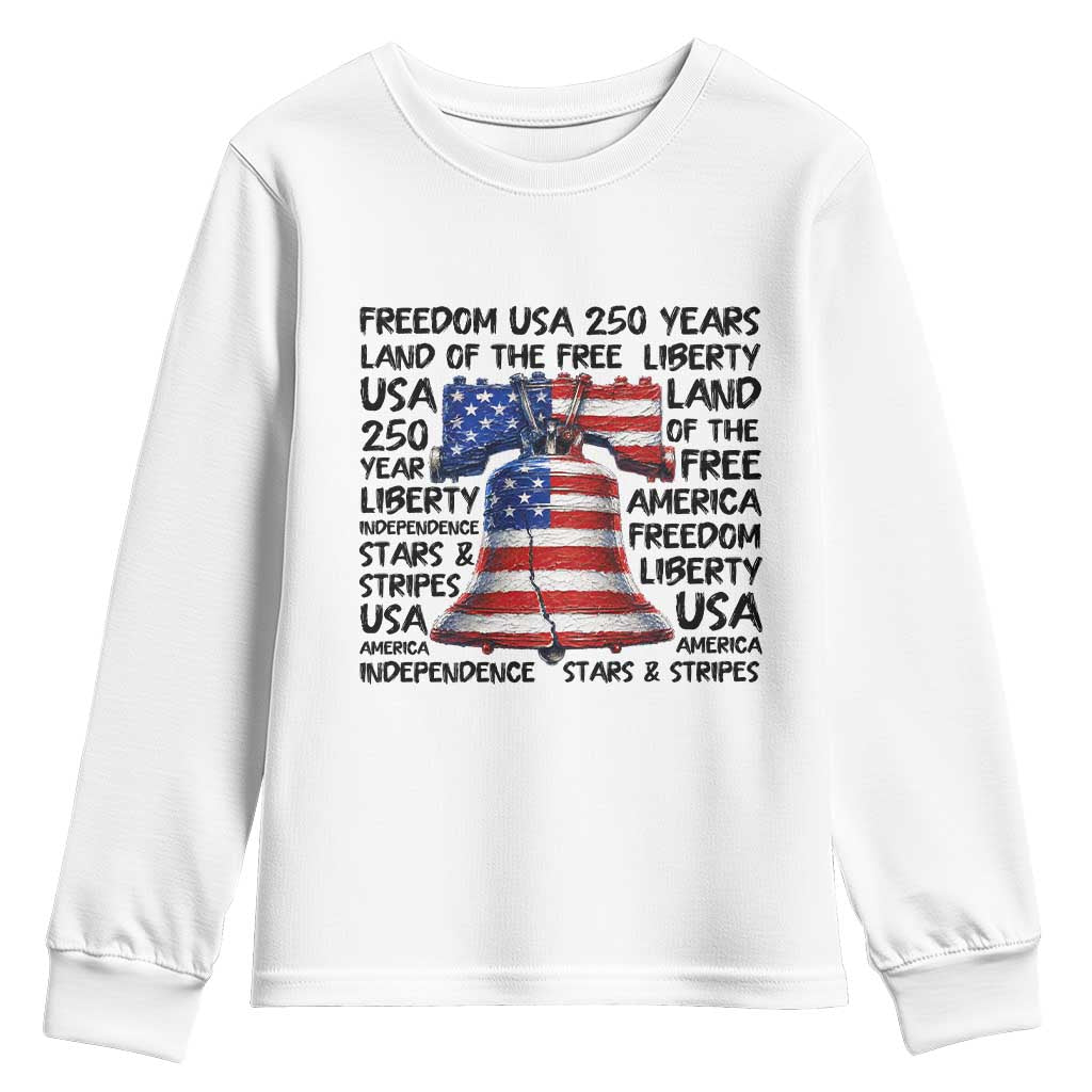250 Years Of Freedom Youth Sweatshirt Red White Blue Liberty Bell TS12 White Print Your Wear