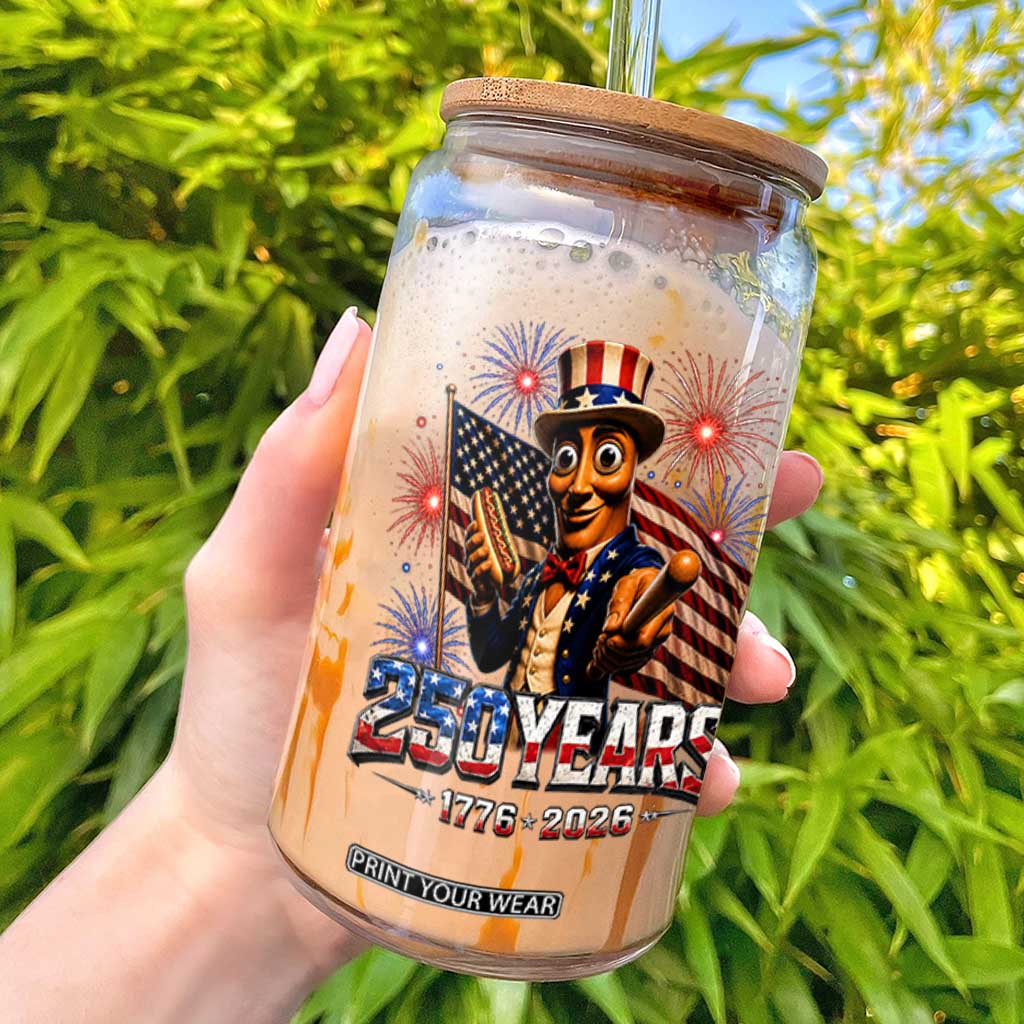 USA 250th Anniversary Tung Tung Sahur Glass Can Funny American Anniversary Celebration TS12 Black Print Your Wear