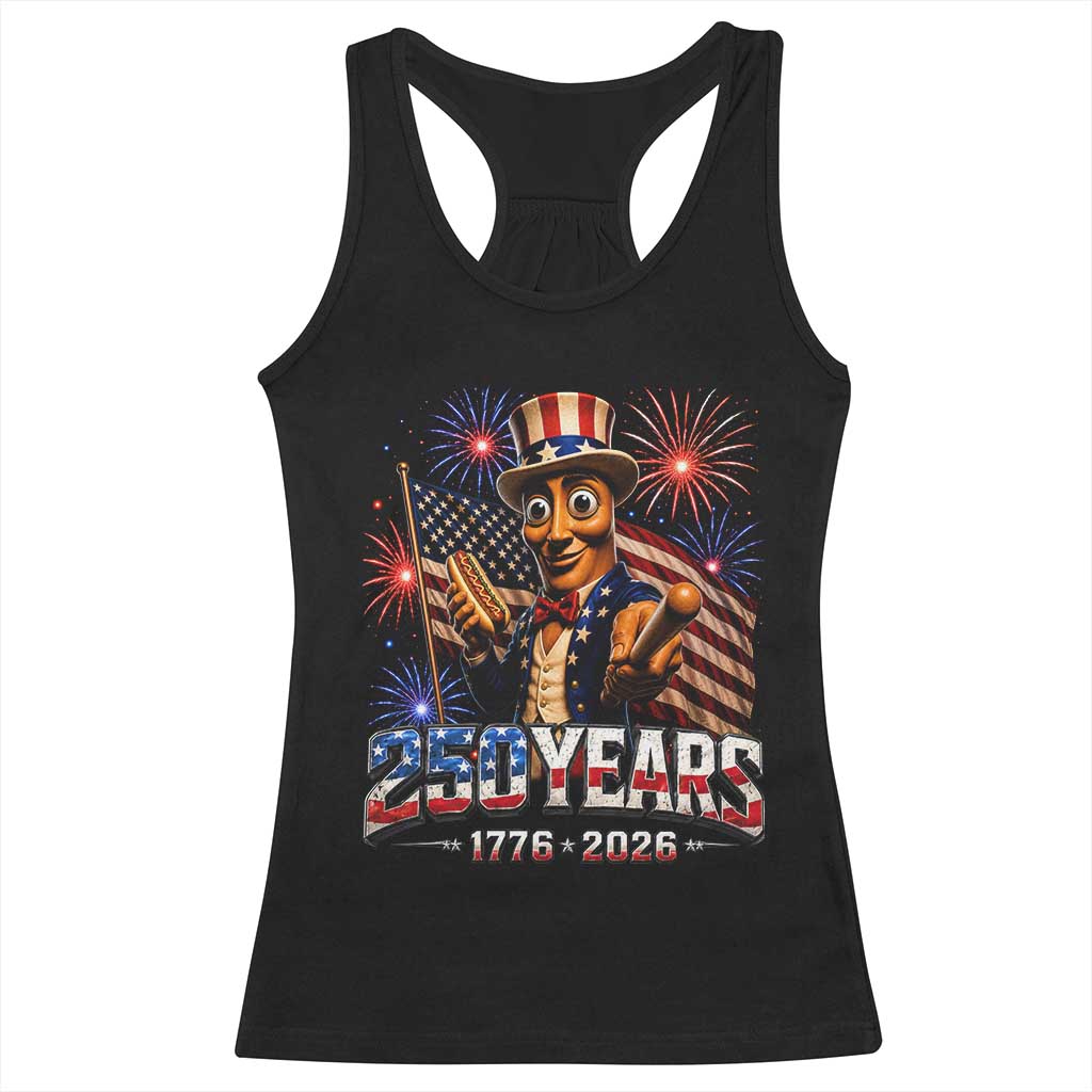 USA 250th Anniversary Tung Tung Sahur Racerback Tank Top Funny American Anniversary Celebration TS12 Black Print Your Wear