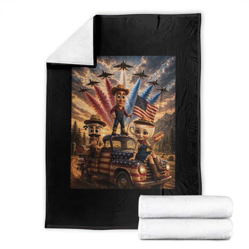 Patriotic Italian Brainrot Farmer Meme Throw Blanket Funny USA Freedom Jet Fighter Graphic TS12 Black Print Your Wear