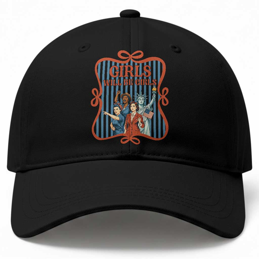 Red White Blue Feminist Pride Baseball Cap Girls Will Be Girls TS12 Print Your Wear