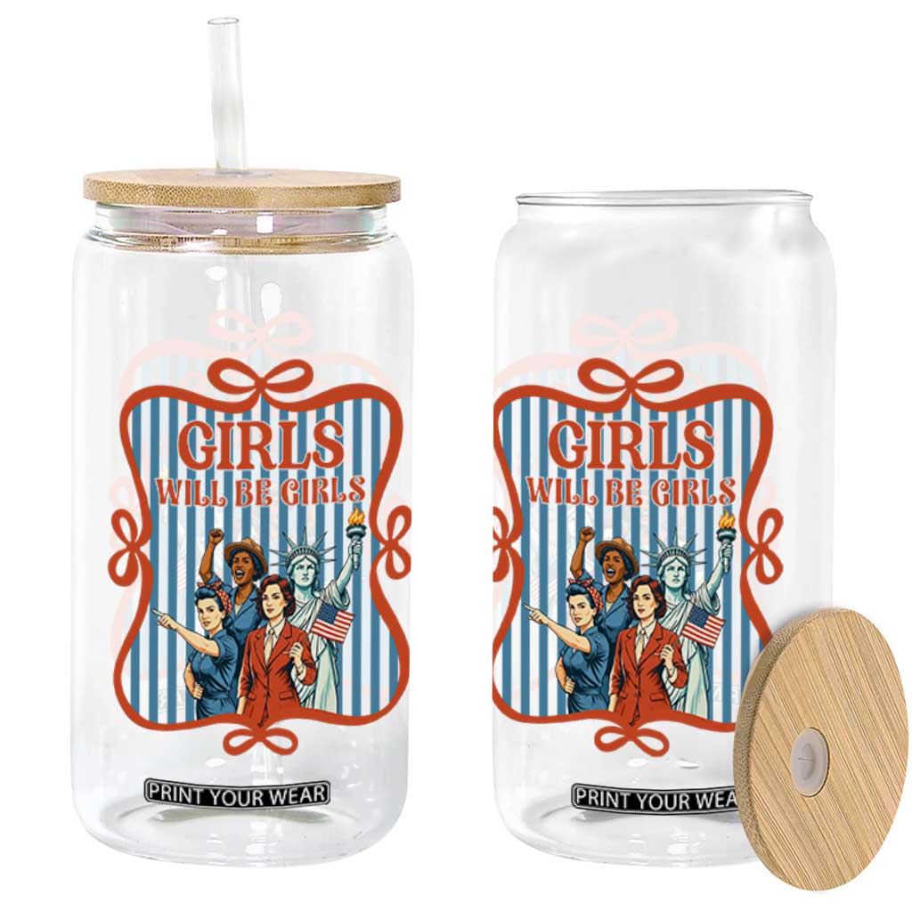 Red White Blue Feminist Pride Glass Can Girls Will Be Girls TS12 Print Your Wear