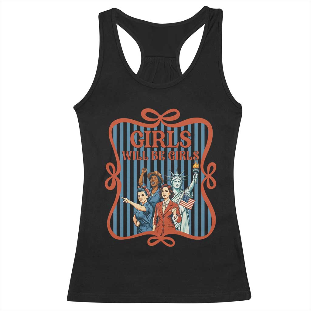 Red White Blue Feminist Pride Racerback Tank Top Girls Will Be Girls TS12 Black Print Your Wear