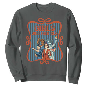 Red White Blue Feminist Pride Sweatshirt Girls Will Be Girls TS12 Dark Heather Print Your Wear