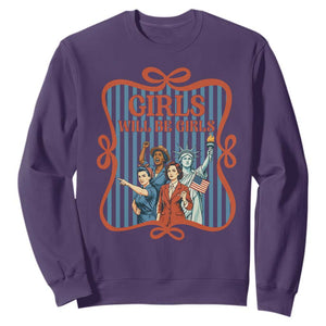 Red White Blue Feminist Pride Sweatshirt Girls Will Be Girls TS12 Purple Print Your Wear