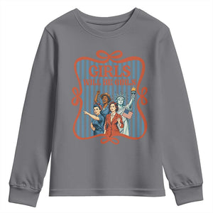 Red White Blue Feminist Pride Youth Sweatshirt Girls Will Be Girls TS12 Charcoal Print Your Wear