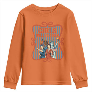 Red White Blue Feminist Pride Youth Sweatshirt Girls Will Be Girls TS12 Orange Print Your Wear