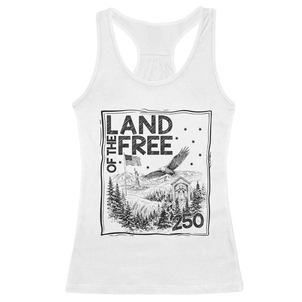 Vintage USA 250 Patriotic Pride Racerback Tank Top Land Of The Free TS12 White Print Your Wear