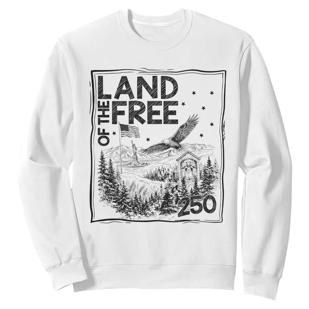 Vintage USA 250 Patriotic Pride Sweatshirt Land Of The Free TS12 White Print Your Wear