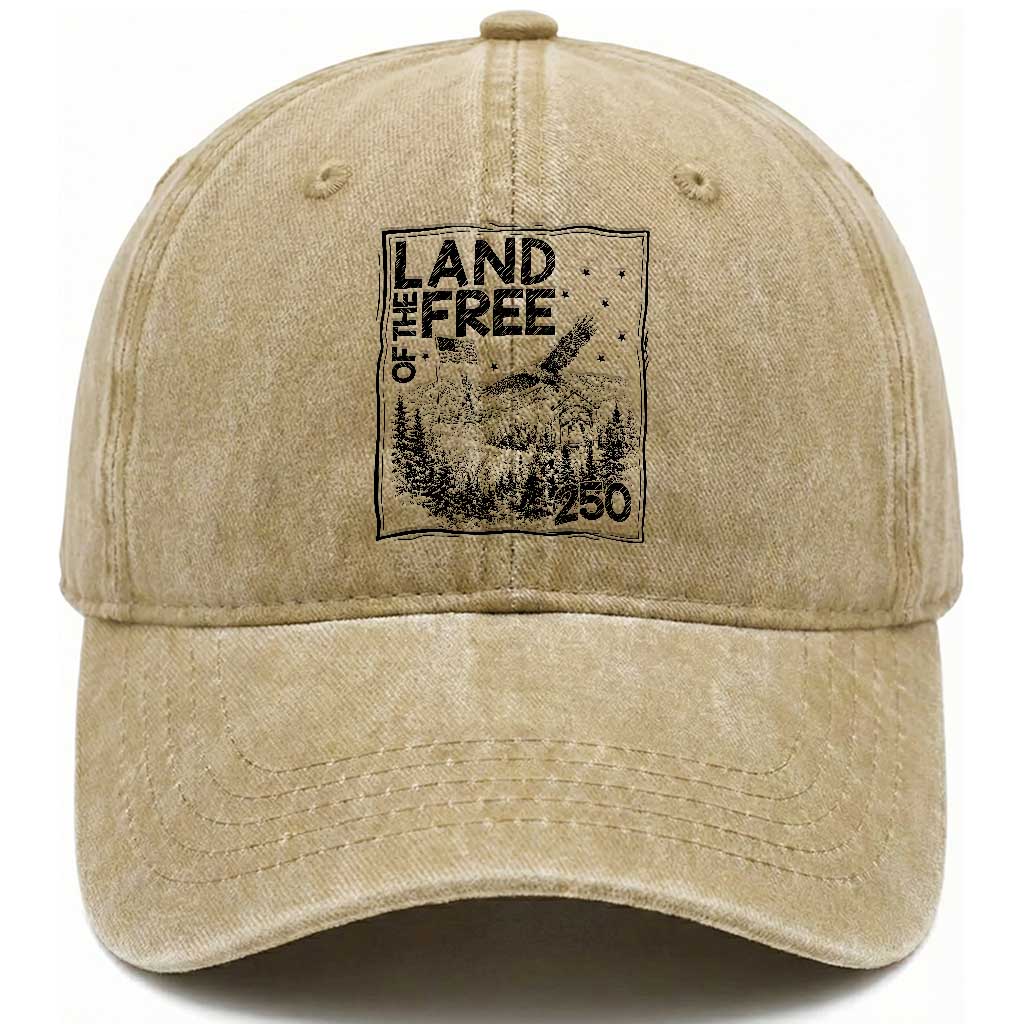 Vintage USA 250 Patriotic Pride Washed Cotton Baseball Cap Land Of The Free TS12 Print Your Wear