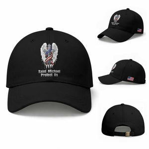 Saint Michael Protect Us American Christian Heritage Baseball Cap Catholic Faith Gift TS12 Baseball Cap Universal Fit Black Print Your Wear