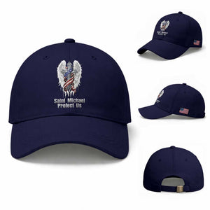 Saint Michael Protect Us American Christian Heritage Baseball Cap Catholic Faith Gift TS12 Baseball Cap Universal Fit Dark Blue Print Your Wear