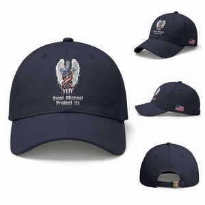 Saint Michael Protect Us American Christian Heritage Baseball Cap Catholic Faith Gift TS12 Baseball Cap Universal Fit Navy Print Your Wear