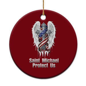 Saint Michael Protect Us American Christian Heritage Ceramic Ornament Catholic Faith Gift TS12 1pc Red Print Your Wear
