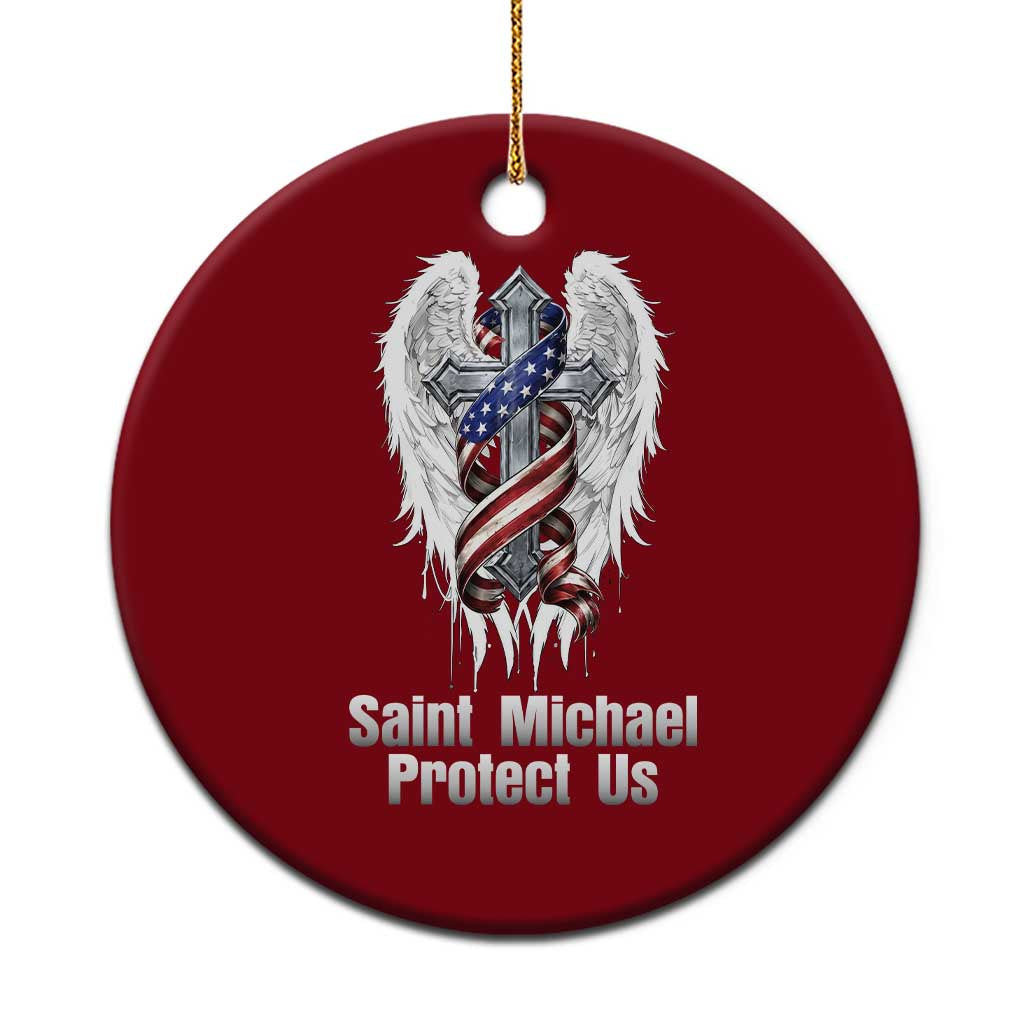 Saint Michael Protect Us American Christian Heritage Ceramic Ornament Catholic Faith Gift TS12 1pc Red Print Your Wear