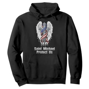 Saint Michael Protect Us American Christian Heritage Hoodie Catholic Faith Gift TS12 Black Print Your Wear