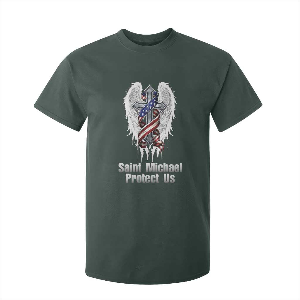 Saint Michael Protect Us American Christian Heritage T Shirt For Kid Catholic Faith Gift TS12 Dark Forest Green Print Your Wear