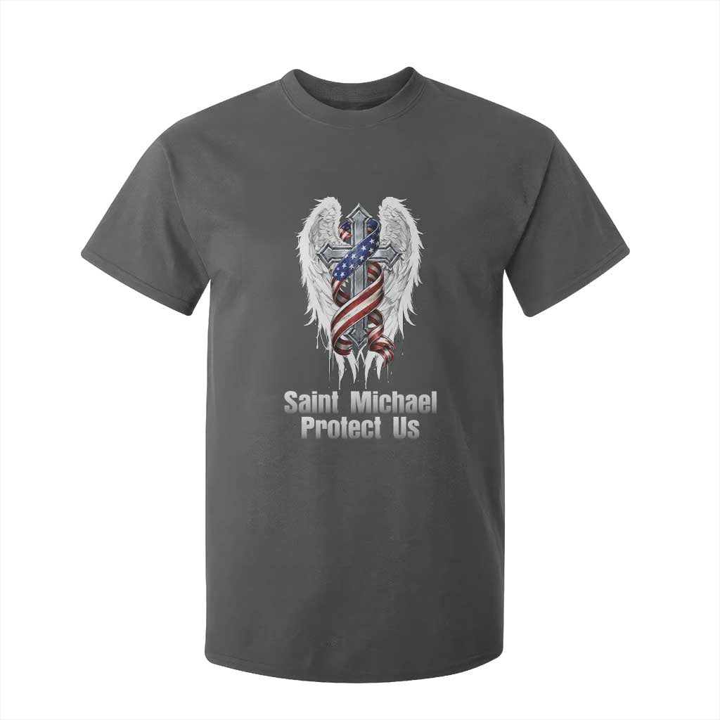 Saint Michael Protect Us American Christian Heritage T Shirt For Kid Catholic Faith Gift TS12 Dark Heather Print Your Wear
