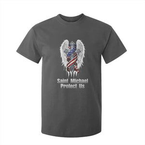 Saint Michael Protect Us American Christian Heritage T Shirt For Kid Catholic Faith Gift TS12 Dark Heather Print Your Wear