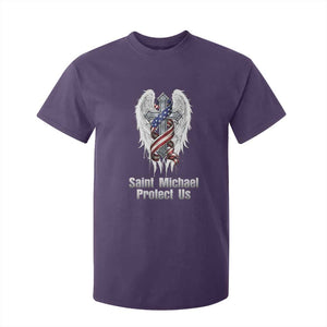 Saint Michael Protect Us American Christian Heritage T Shirt For Kid Catholic Faith Gift TS12 Purple Print Your Wear