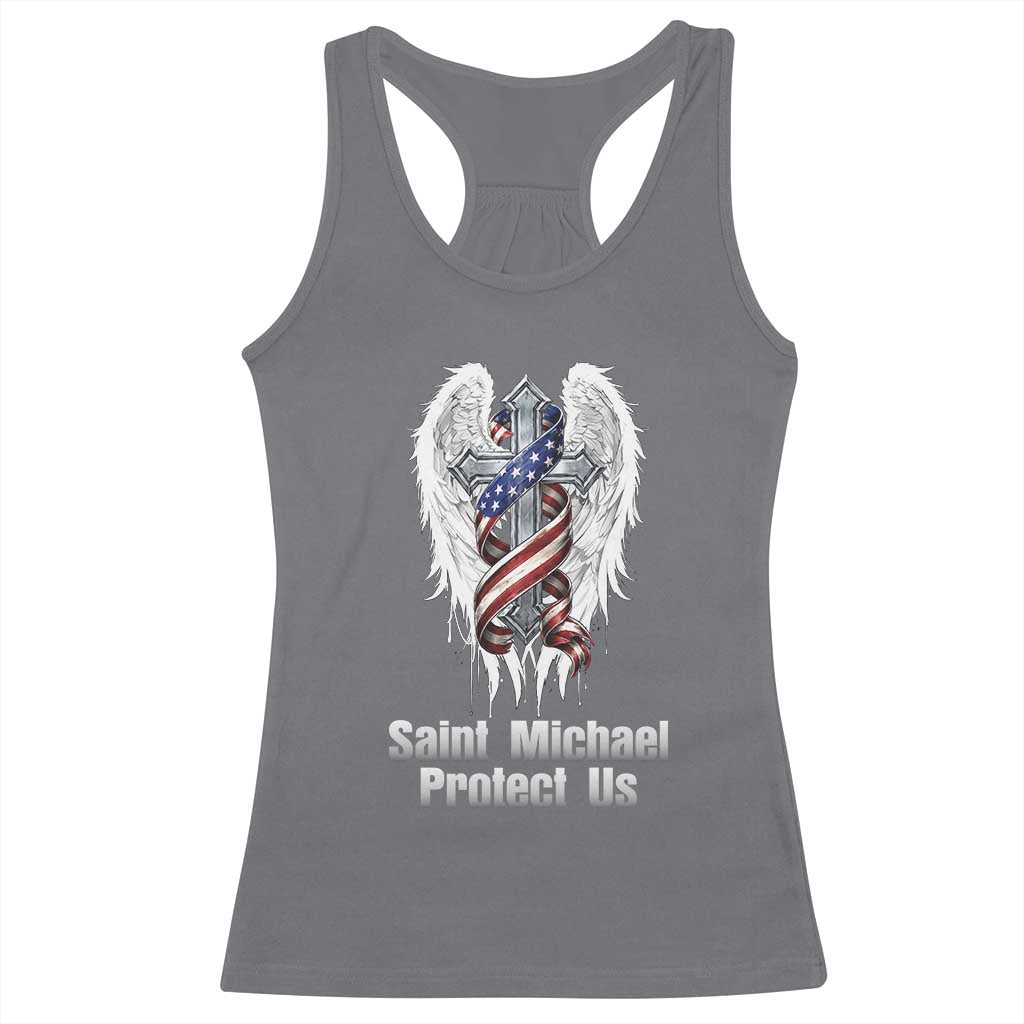 Saint Michael Protect Us American Christian Heritage Racerback Tank Top Catholic Faith Gift TS12 Charcoal Print Your Wear