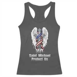 Saint Michael Protect Us American Christian Heritage Racerback Tank Top Catholic Faith Gift TS12 Dark Heather Print Your Wear