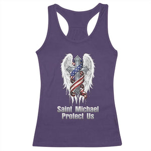 Saint Michael Protect Us American Christian Heritage Racerback Tank Top Catholic Faith Gift TS12 Purple Print Your Wear