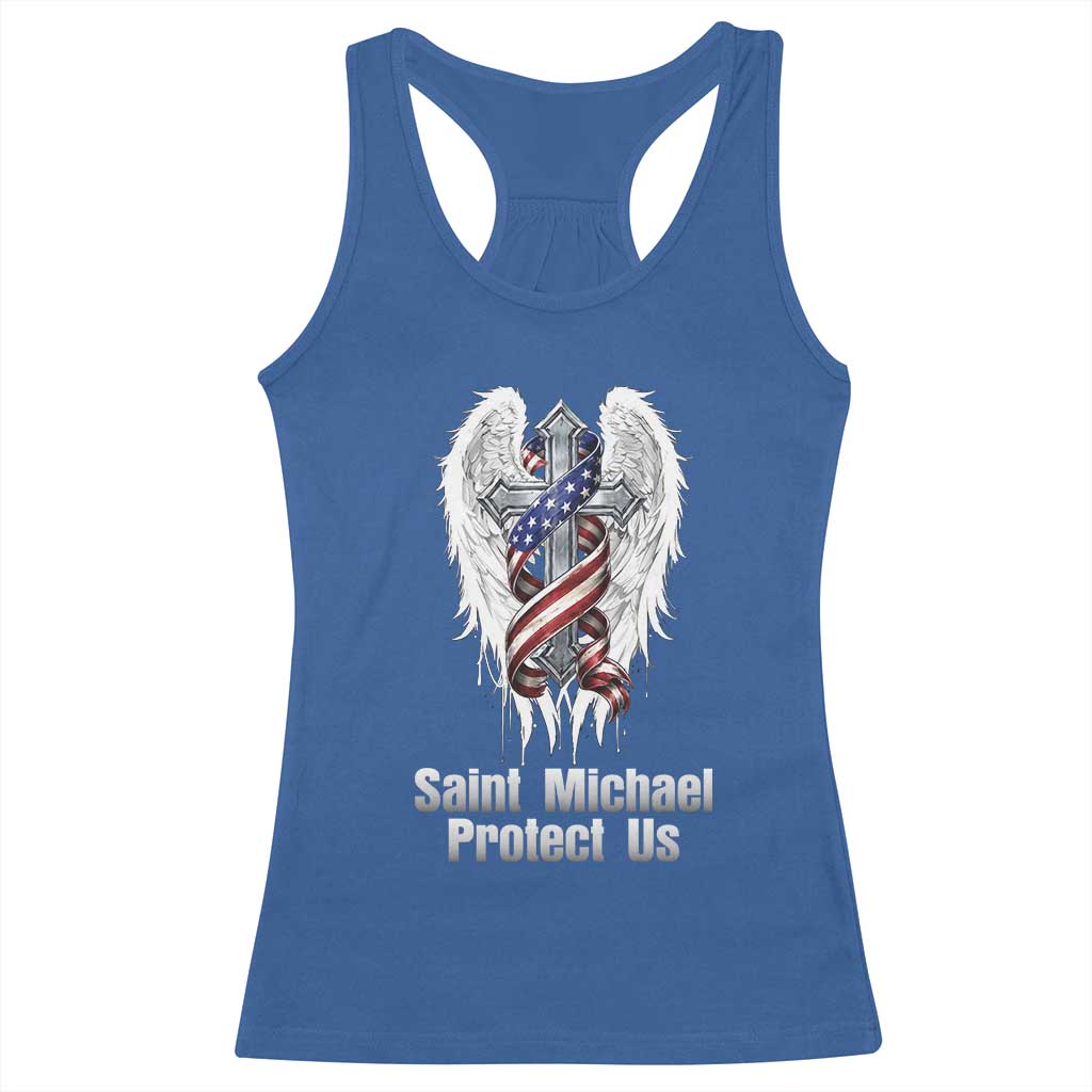 Saint Michael Protect Us American Christian Heritage Racerback Tank Top Catholic Faith Gift TS12 Royal Blue Print Your Wear