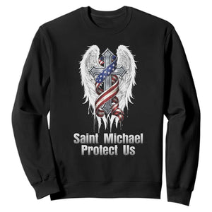 Saint Michael Protect Us American Christian Heritage Sweatshirt Catholic Faith Gift TS12 Black Print Your Wear