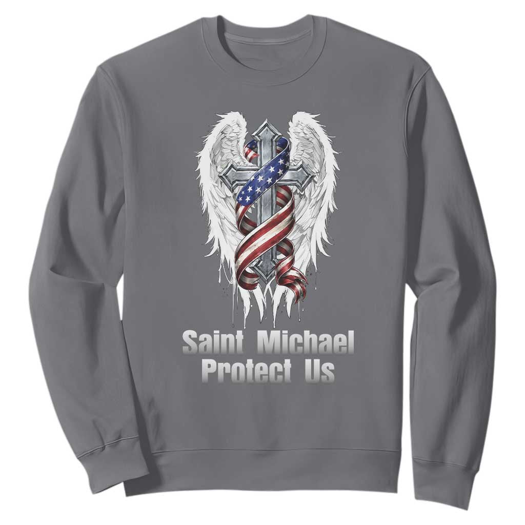 Saint Michael Protect Us American Christian Heritage Sweatshirt Catholic Faith Gift TS12 Charcoal Print Your Wear