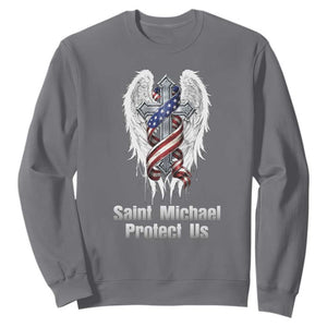 Saint Michael Protect Us American Christian Heritage Sweatshirt Catholic Faith Gift TS12 Charcoal Print Your Wear