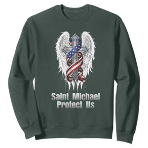 Saint Michael Protect Us American Christian Heritage Sweatshirt Catholic Faith Gift TS12 Dark Forest Green Print Your Wear