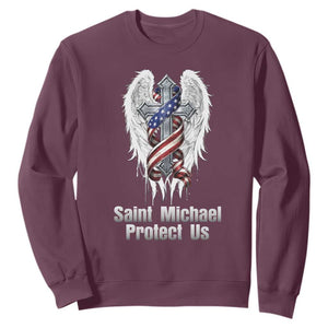 Saint Michael Protect Us American Christian Heritage Sweatshirt Catholic Faith Gift TS12 Maroon Print Your Wear