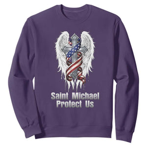 Saint Michael Protect Us American Christian Heritage Sweatshirt Catholic Faith Gift TS12 Purple Print Your Wear