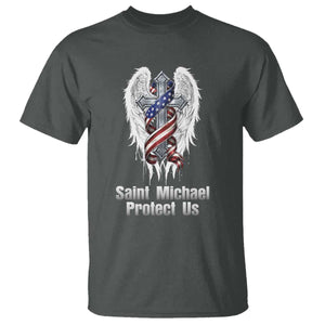 Saint Michael Protect Us American Christian Heritage T Shirt Catholic Faith Gift TS12 Dark Heather Print Your Wear