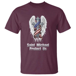 Saint Michael Protect Us American Christian Heritage T Shirt Catholic Faith Gift TS12 Maroon Print Your Wear