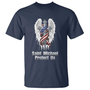 Saint Michael Protect Us American Christian Heritage T Shirt Catholic Faith Gift TS12 Navy Print Your Wear