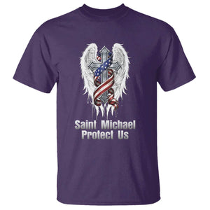Saint Michael Protect Us American Christian Heritage T Shirt Catholic Faith Gift TS12 Purple Print Your Wear