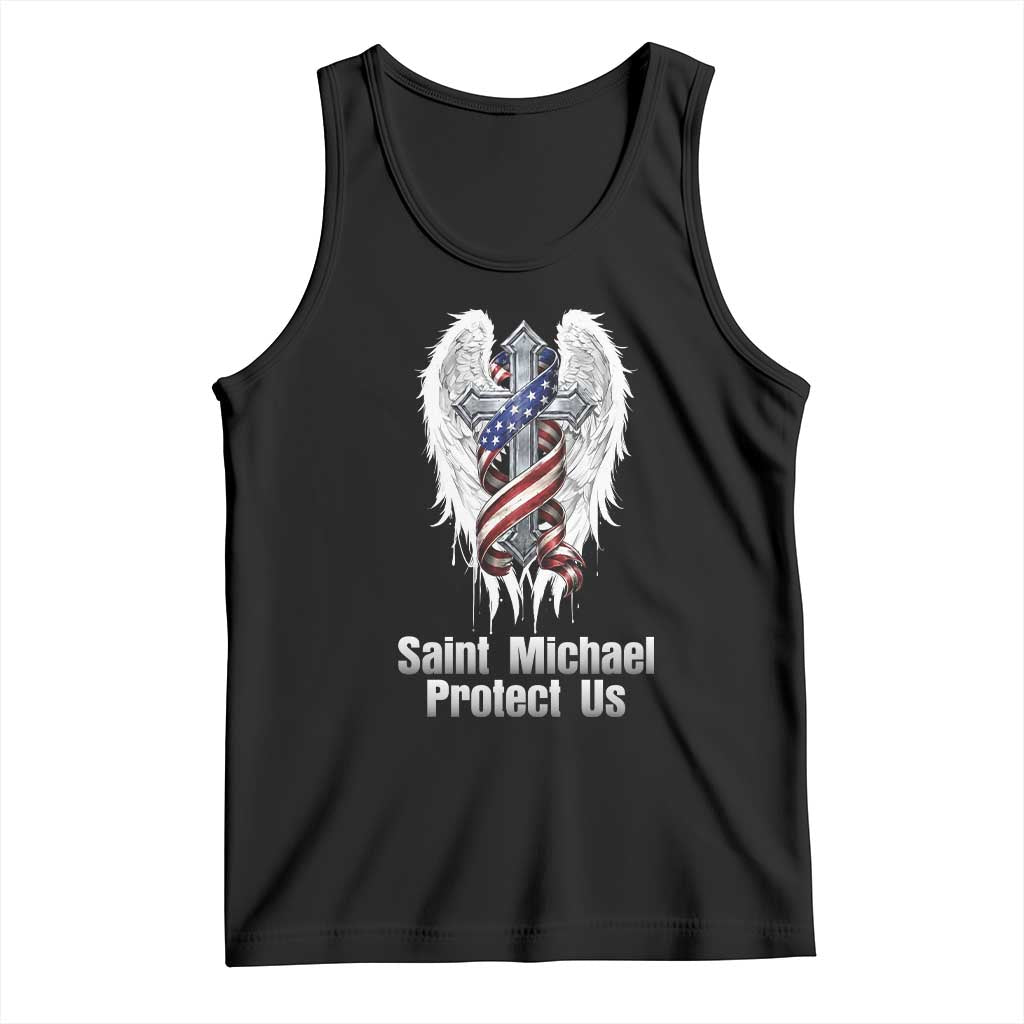 Saint Michael Protect Us American Christian Heritage Tank Top Catholic Faith Gift TS12 Black Print Your Wear